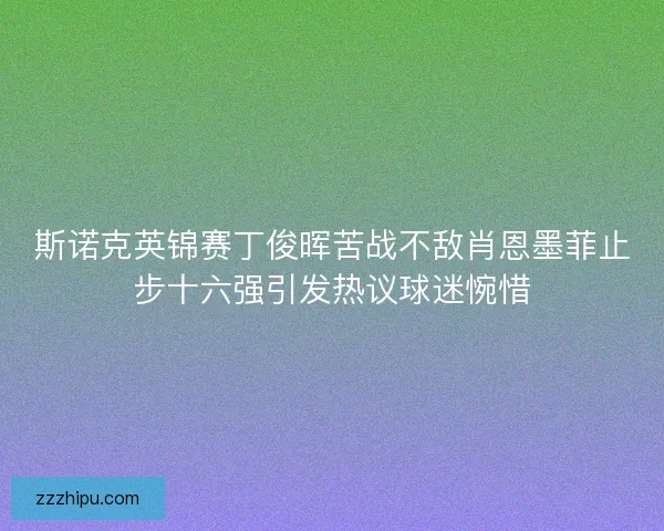 斯诺克英锦赛丁俊晖苦战不敌肖恩墨菲止步十六强引发热议球迷惋惜